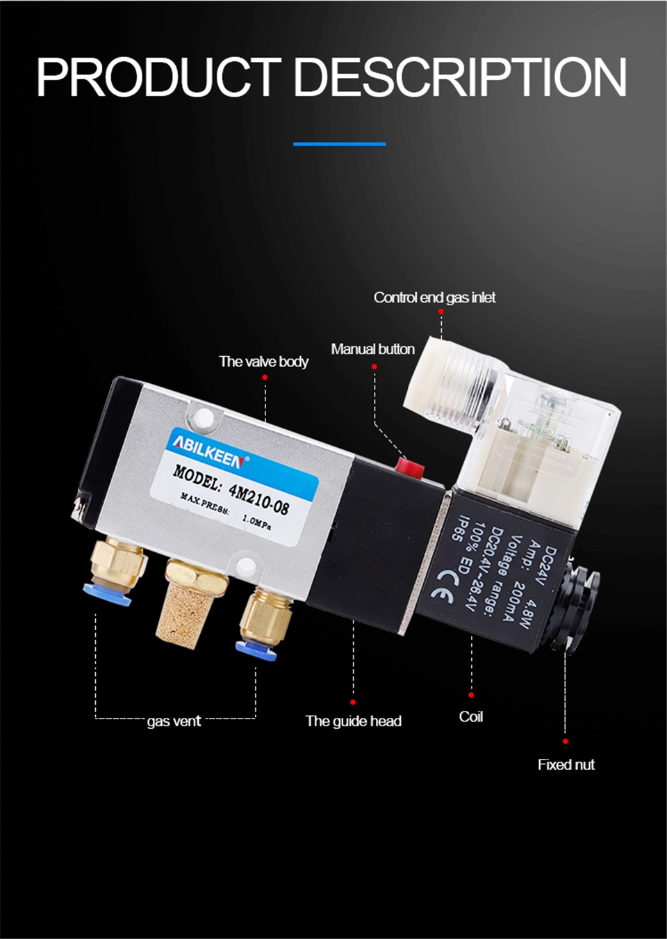 4m Series 5 Ways 2 Positions Explosion Proof-Coil Single Control Solenoid Valve Double Solenoid