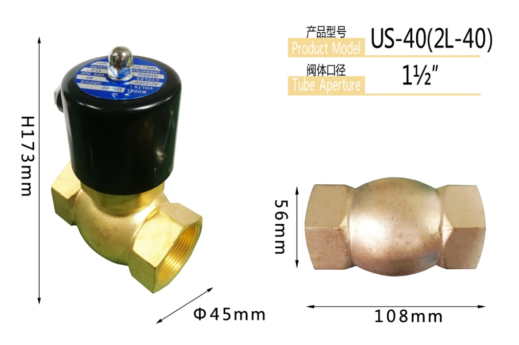 Us-40 Water Fountain Solenoid Valve Underwater High Temperature Steam Valve Copper Body