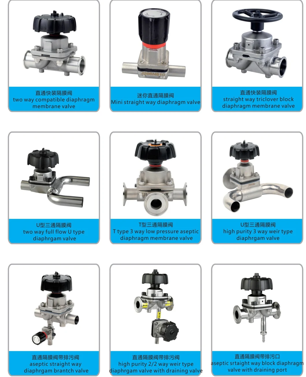 Stainless Steel Aseptic Pneumatic Tri-Clamp Diaphragm Valve with Signal Feedback for Food Process