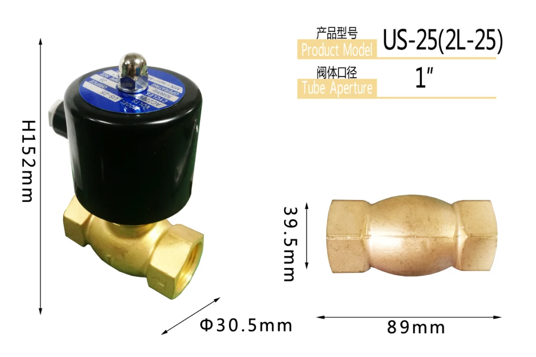 Us-25 Water Fountain Solenoid Valve Underwater High Temperature Steam Valve Copper Body